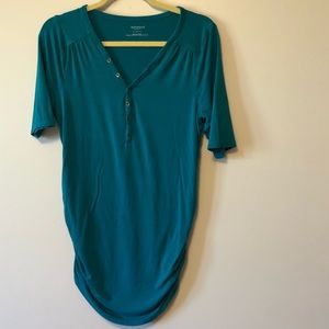 Motherhood Maternity teal button short sleeve top